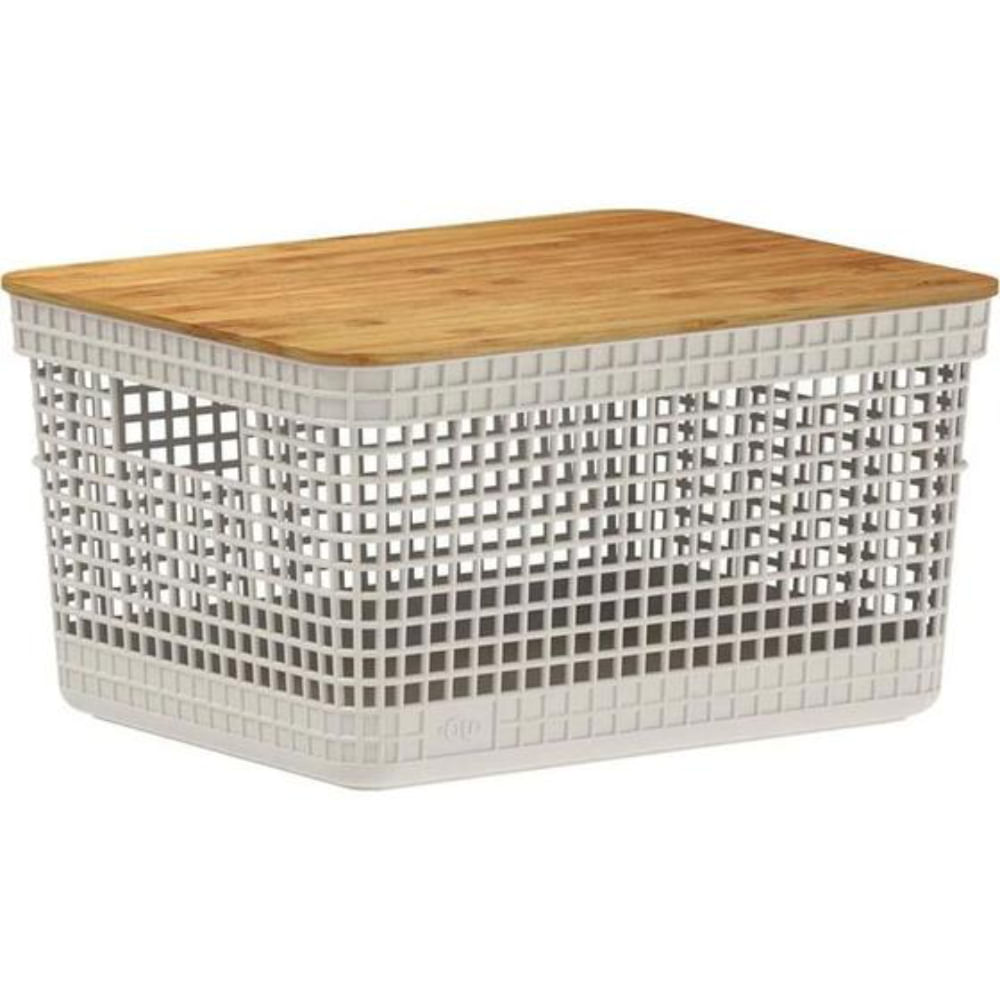 Cesto Organizador Grid 8L com Tampa de Bambu Bege Martiplast - OU.jpg